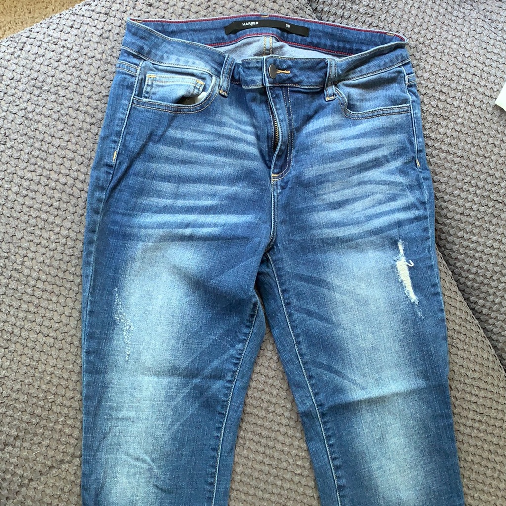 High Waisted Harper Frayed Ankle Jeans